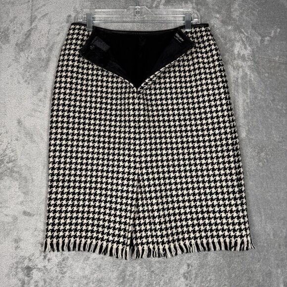 Kasper Skirt Womens‎ 12 Black White Houndstooth Pencil Straight Career Corpcore - Picture 4 of 9
